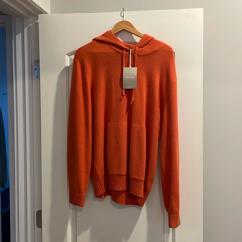 Everlane orange merino hooded sweater